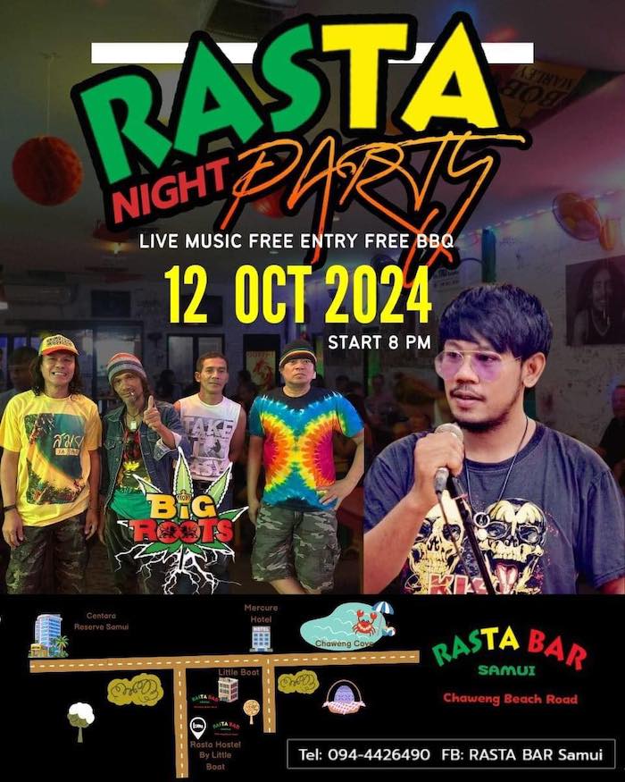 Big Roots Live Reggae Band at The Rasta Bar Chaweng October 12th 2024